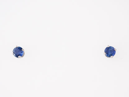 Modern .38 Sapphire Stud Earrings in 14k White Gold