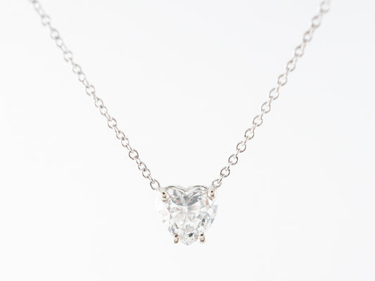 Heart Shaped Diamond Pendant in 14k White Gold