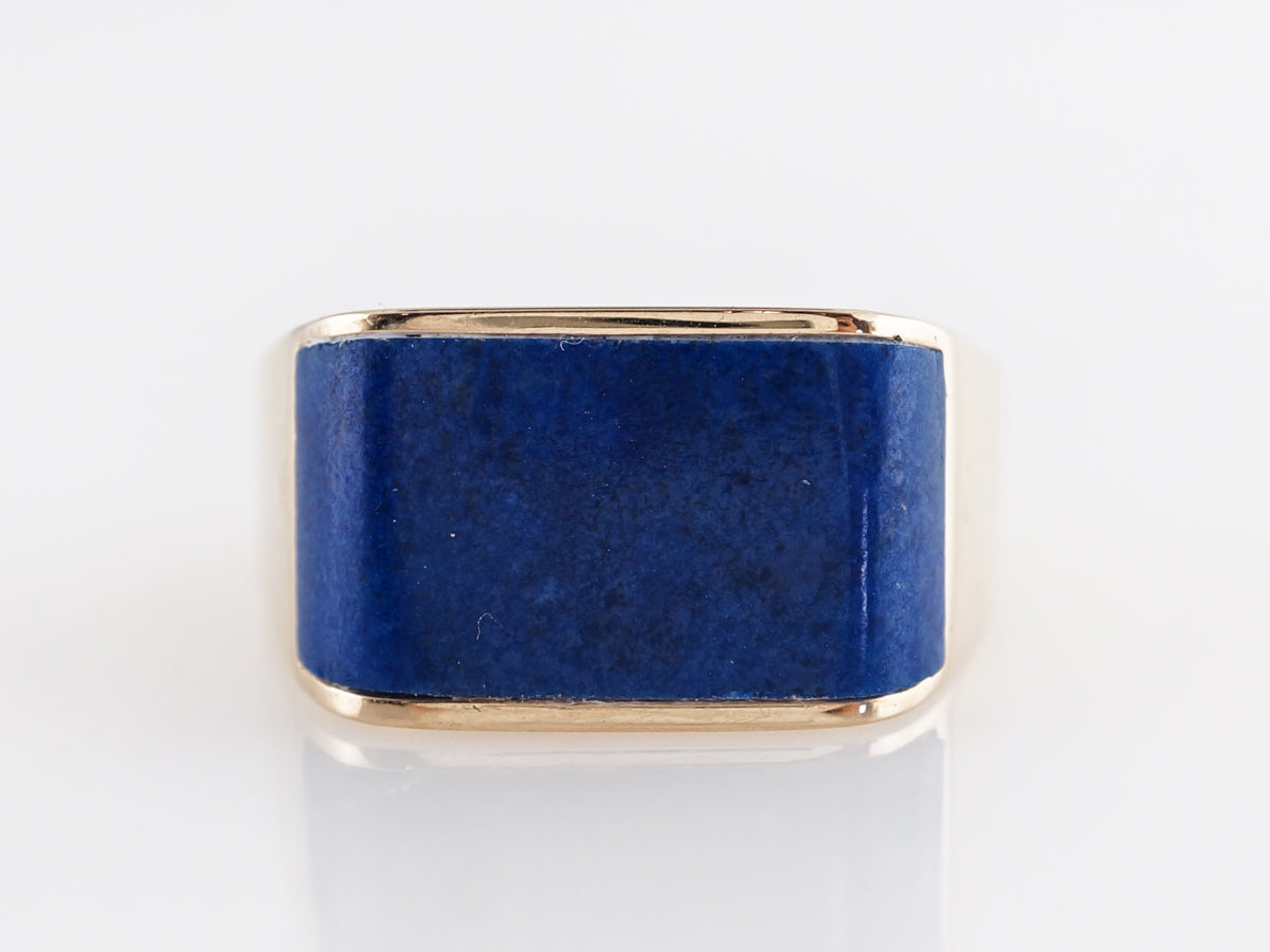 Mid-Century Cabochon Lapis Lazuli in 14k Yellow Gold