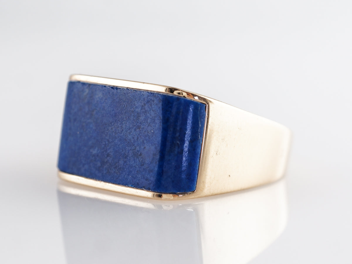 Mid-Century Cabochon Lapis Lazuli in 14k Yellow Gold