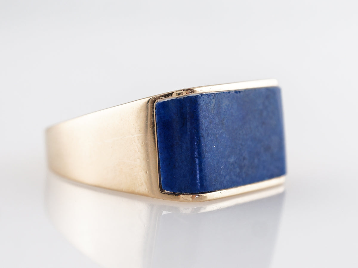 Mid-Century Cabochon Lapis Lazuli in 14k Yellow Gold