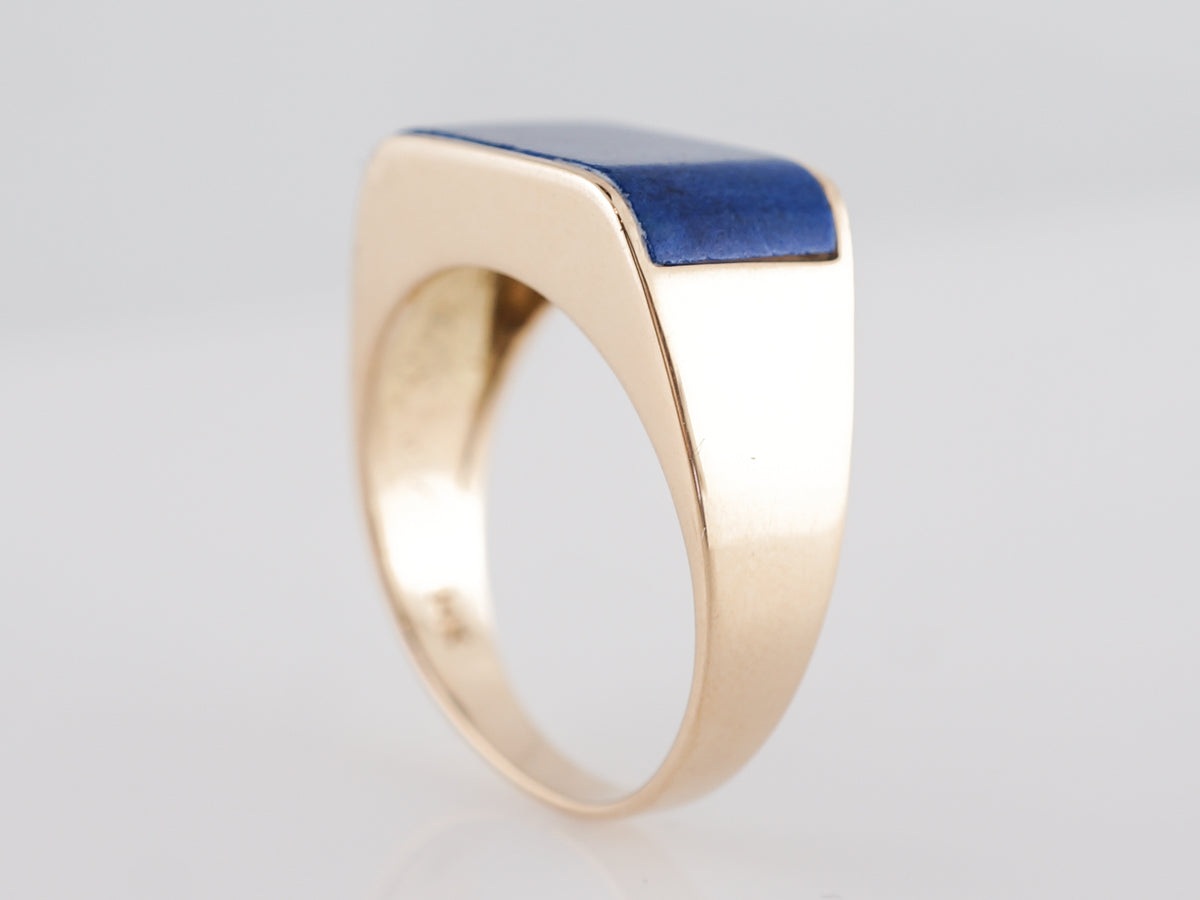 Mid-Century Cabochon Lapis Lazuli in 14k Yellow Gold