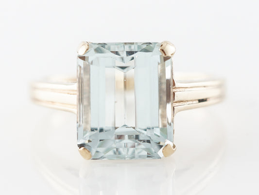3 Carat Emerald Cut Aquamarine Cocktail Ring 14k
