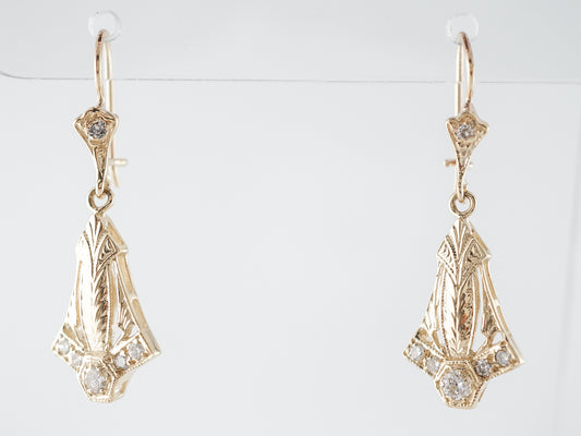 Yellow Gold Filigree Earrings w/ Diamonds