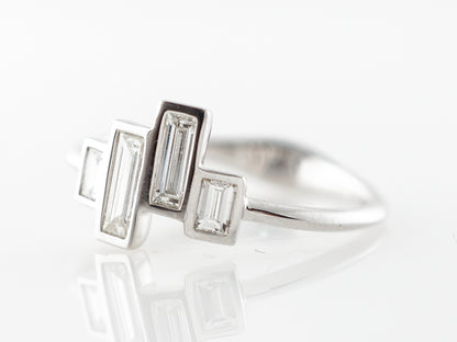 Baguette Cut Diamond Ring in 18k White Gold