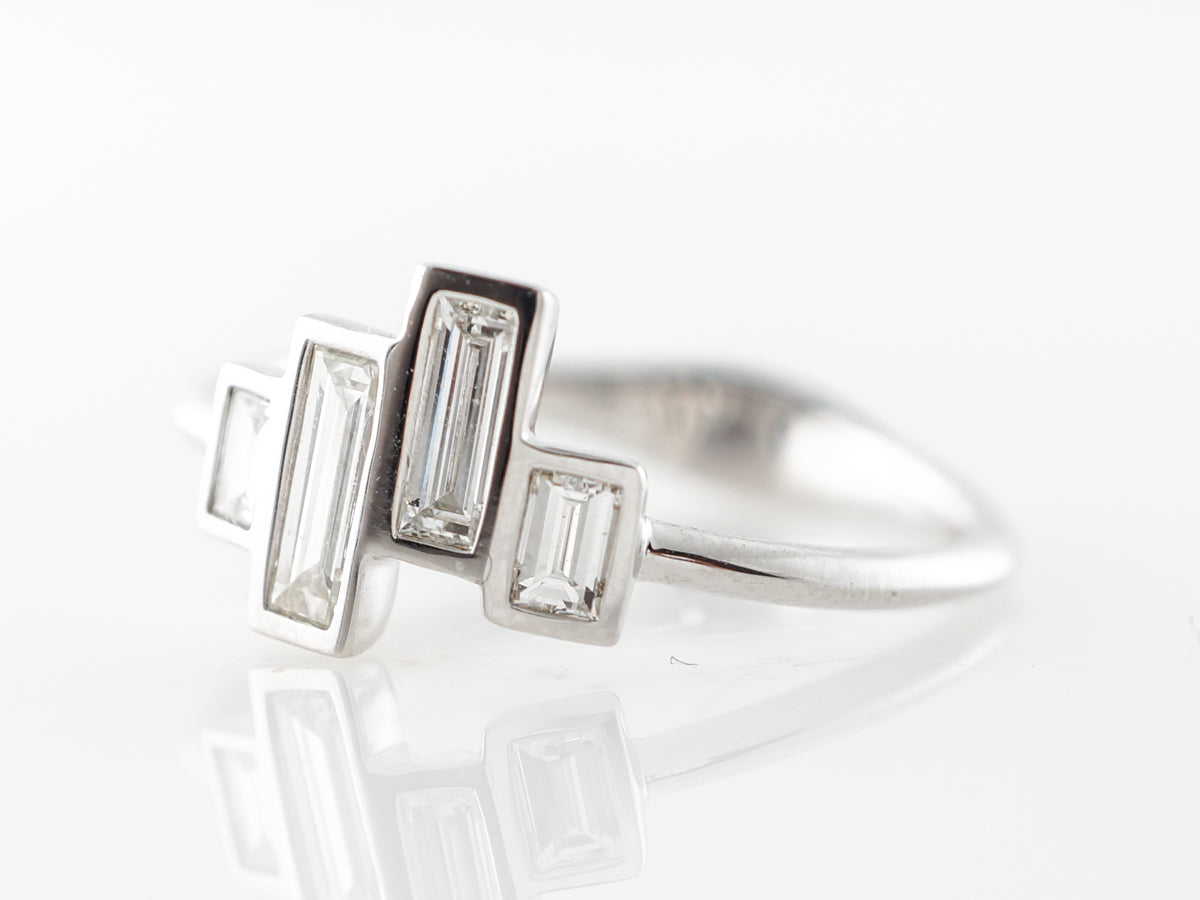 Baguette Cut Diamond Ring in 18k White Gold