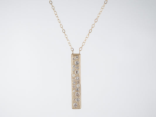 Thin Pave Diamond Bar Necklace in 14k Yellow Gold