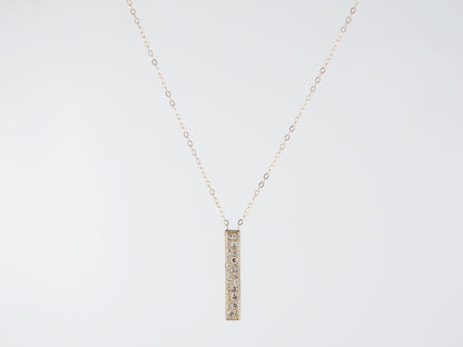 Thin Pave Diamond Bar Necklace in 14k Yellow Gold