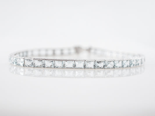 Modern Bracelet 11.27 French Cut Aquamarine in Platinum