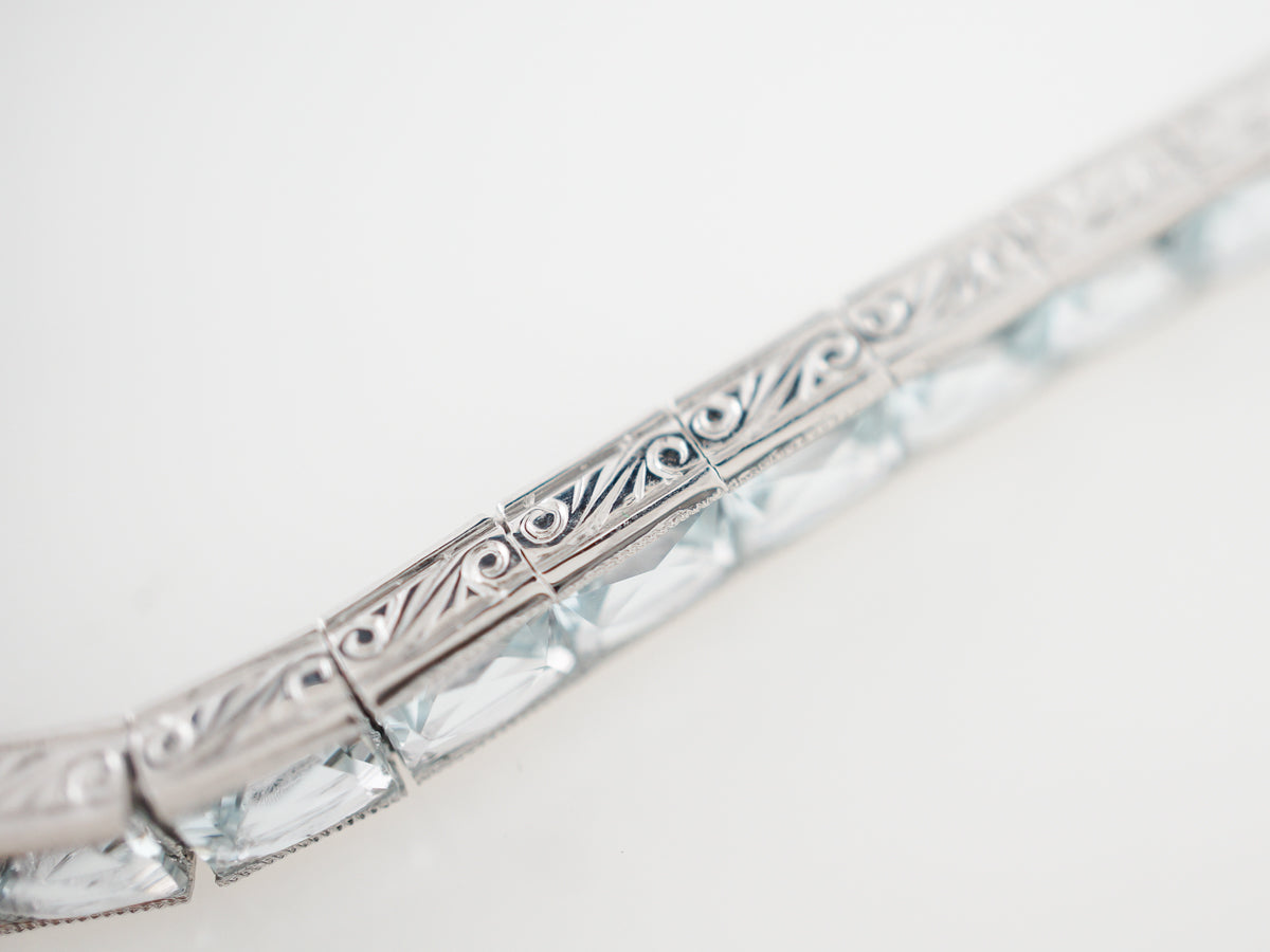 Modern Bracelet 11.27 French Cut Aquamarine in Platinum