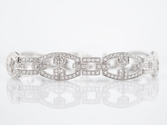 Art Deco Style Bracelet Modern 4.11 Round Brilliant Cut Diamonds in Platinum