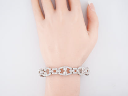 Art Deco Style Bracelet Modern 4.11 Round Brilliant Cut Diamonds in Platinum