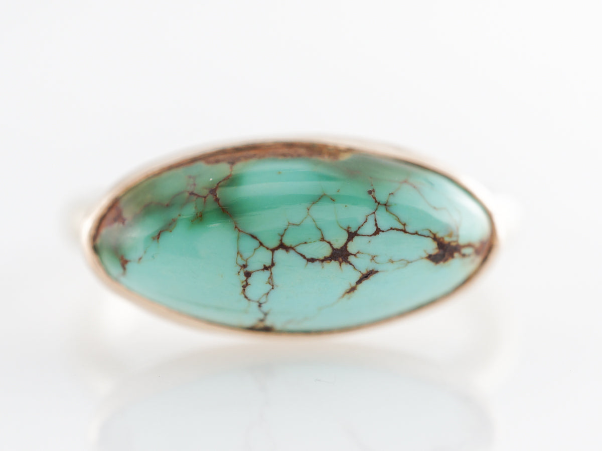 East/West Cabochon Turquoise Cocktail Ring 14k