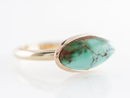 East/West Cabochon Turquoise Cocktail Ring 14k
