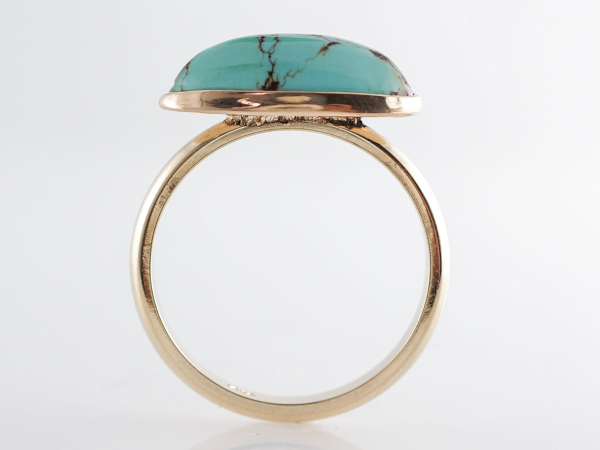 East/West Cabochon Turquoise Cocktail Ring 14k