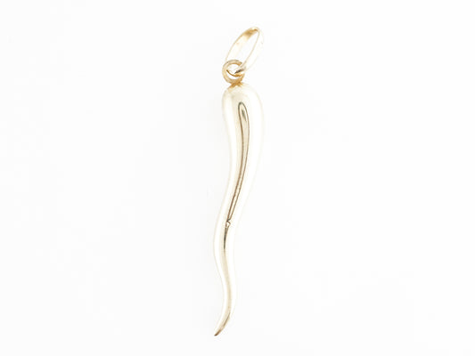 Modern Cornicello Horn Charm in 14k Yellow Gold