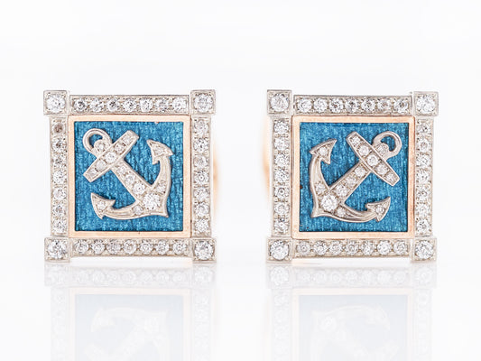 Modern Cufflinks 1.50 Old European Cut Diamonds in 18k Yellow Gold