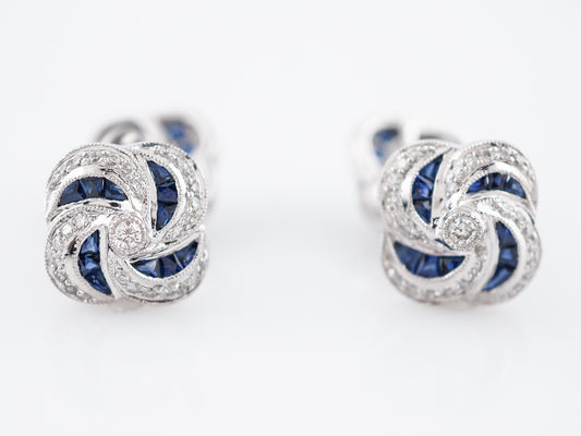 Modern Cufflinks 2.19 Sapphire & Diamonds in Platinum