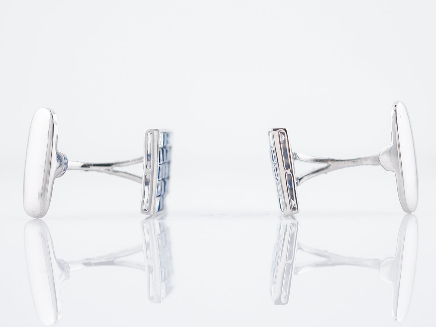Modern Cufflinks 3.20 Sapphire & Diamonds in Platinum