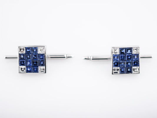 Modern Shirt Stud 4.16 Sapphire & Diamonds in Platinum