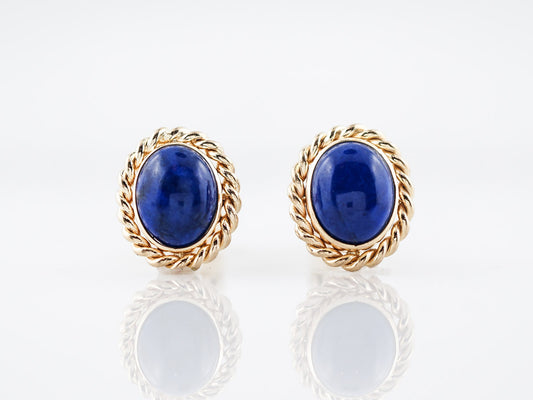 Modern Cufflinks Cabochon Cut Lapis in 18k Yellow Gold