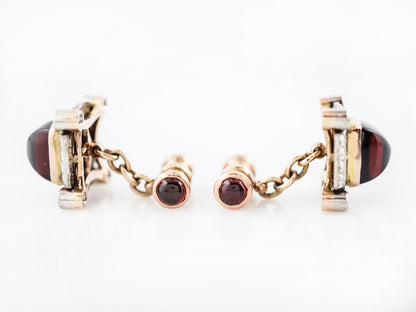 ***RTV 1/15/19**Modern Cufflinks Sugarloaf Cabochon Cut Garnet in 14k Yellow & White Gold