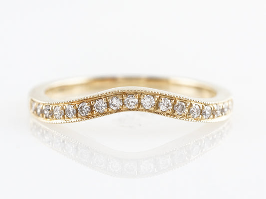 Milgrain Curved Diamond Band in 14K Yellow Gold