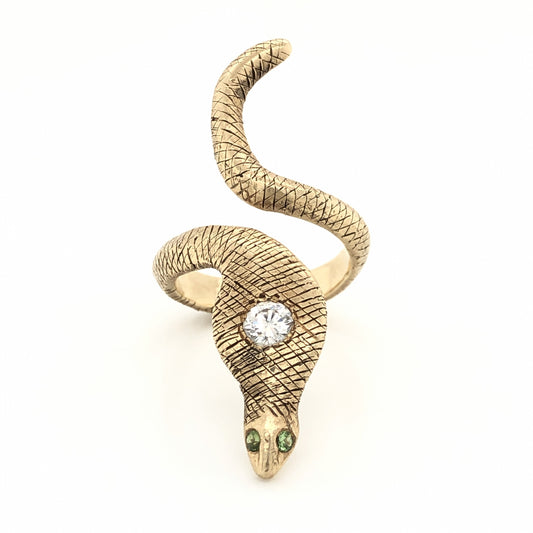 Dean Cobra Snake Ring w/ Diamond in 14k Yellow Gold