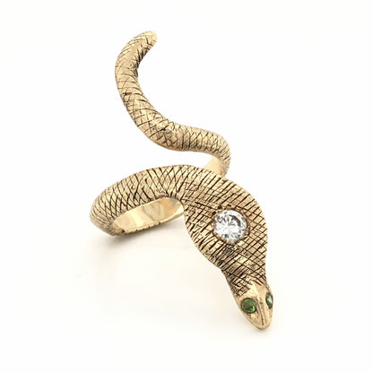 Dean Cobra Snake Ring w/ Diamond in 14k Yellow Gold