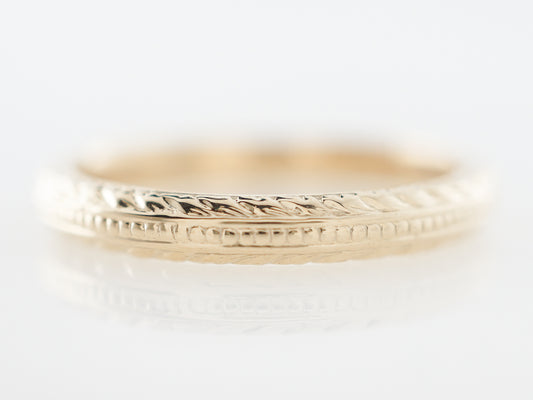 Vintage Style Engraved Wedding Band in Yellow Gold