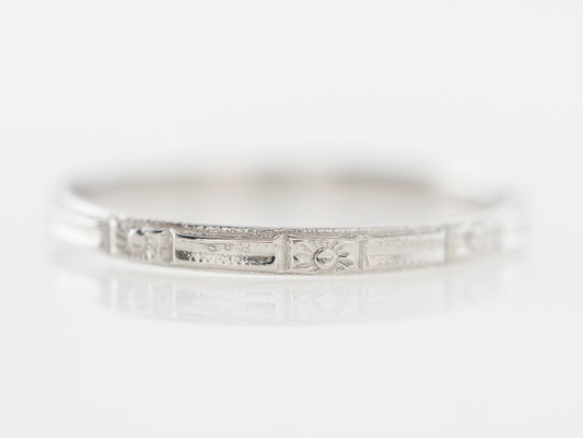 Art Deco Inspired Orange Blossom Wedding Band in Platinum