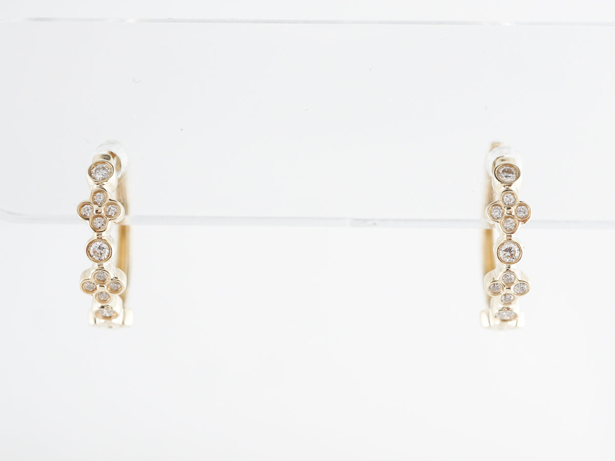 Hoop Diamond Cluster Earrings in 14k Yellow Gold