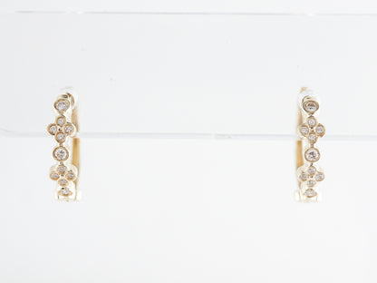 Hoop Diamond Cluster Earrings in 14k Yellow Gold