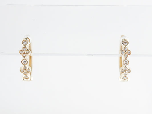 Hoop Diamond Cluster Earrings in 14k Yellow Gold