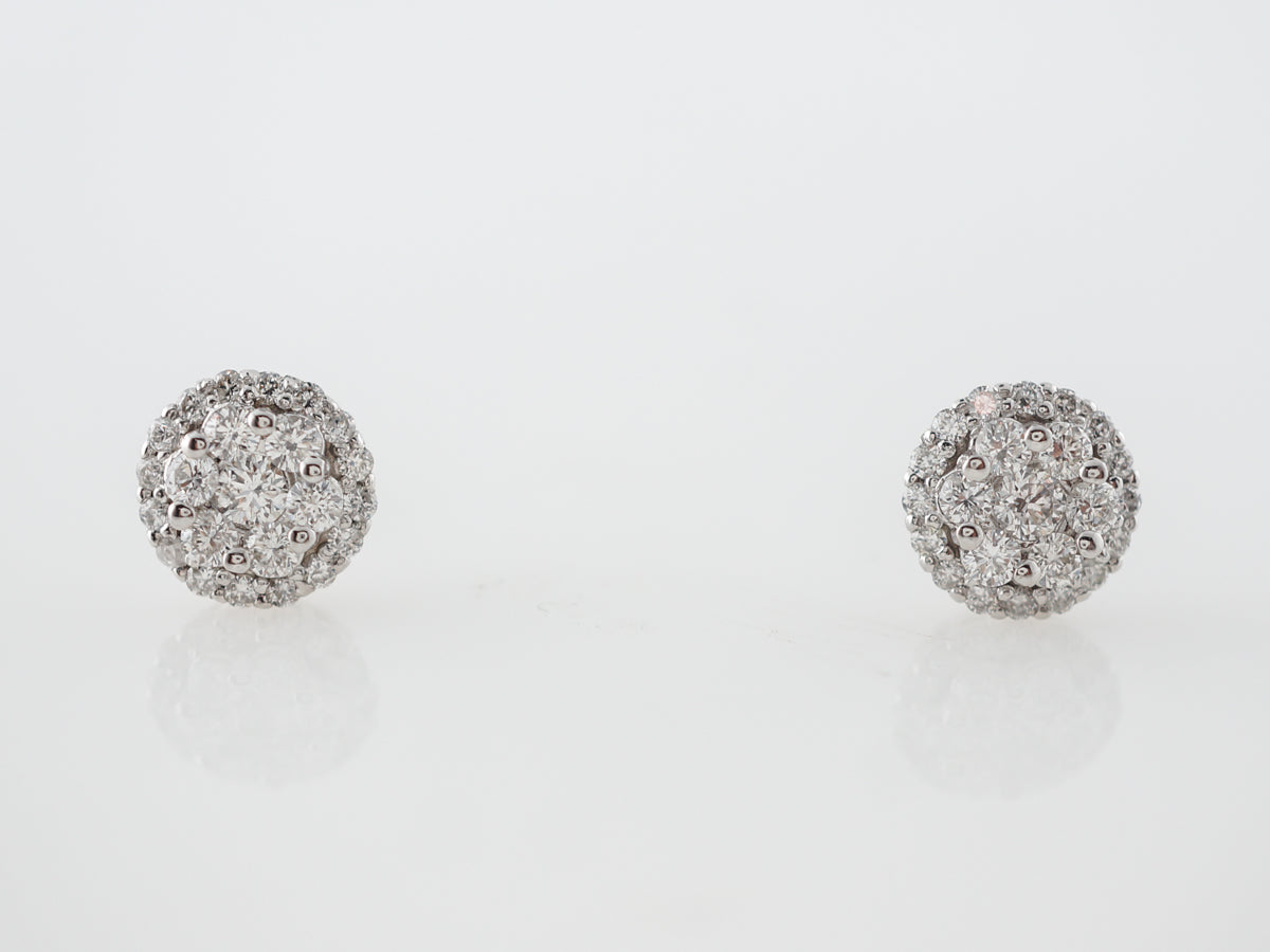 Simple Diamond Cluster Earrings in 14k White Gold