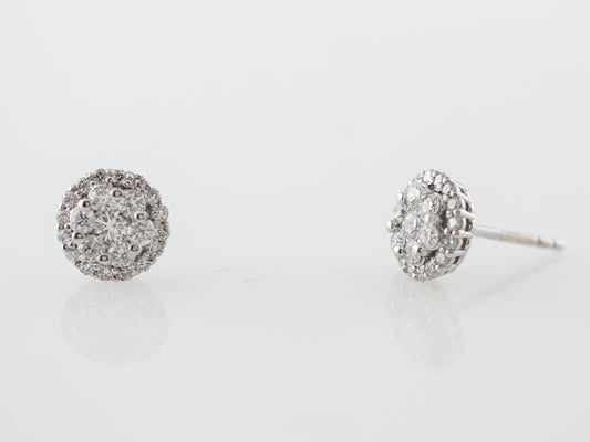 Simple Diamond Cluster Earrings in 14k White Gold