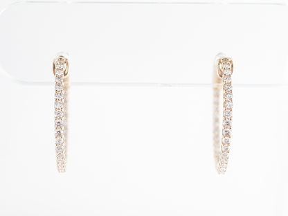 Simple Diamond Hoop Earrings in 14k Yellow Gold