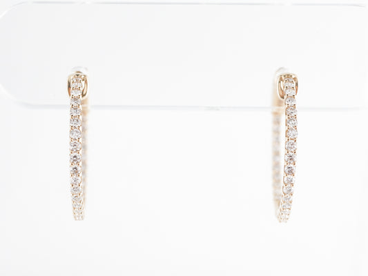 Simple Diamond Hoop Earrings in 14k Yellow Gold