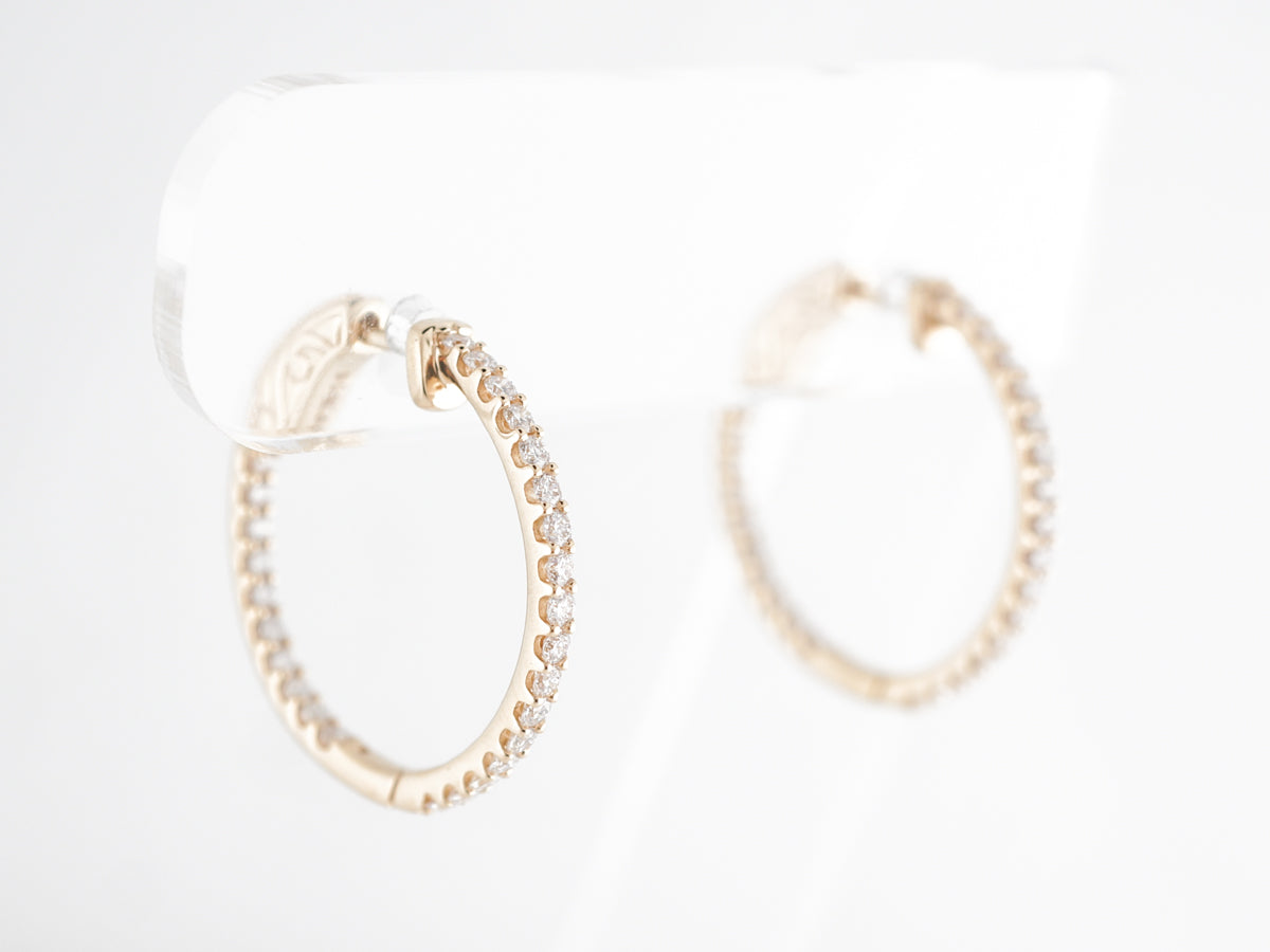 Simple Diamond Hoop Earrings in 14k Yellow Gold