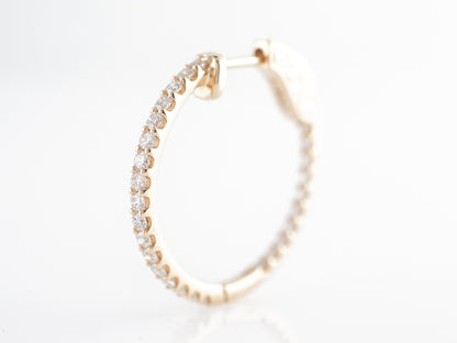 Simple Diamond Hoop Earrings in 14k Yellow Gold