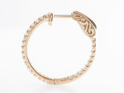 Simple Diamond Hoop Earrings in 14k Yellow Gold