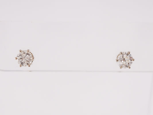Modern Earrings .92 Round Brilliant Cut Diamonds in 14k White Gold