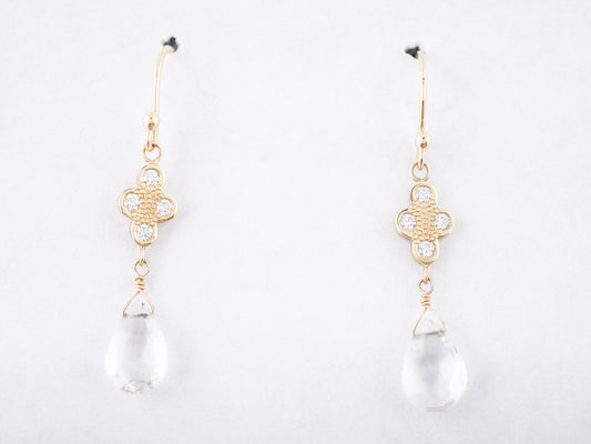 Modern Earrings 2.40 Briolette Diamonds in 18K Yellow Gold