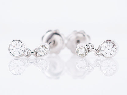 Dangle Earrings Modern .50 Round Brilliant Cut Diamonds in 14k White Gold