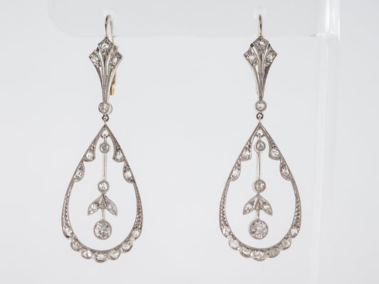 ***RTV 5/23/19***Earrings Modern .88 Old European & Rose Cut Diamonds in Platinum & 14k Yellow Gold