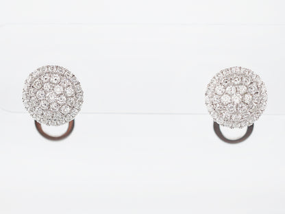 Modern Earrings 1.00 Pave Round Brilliant Cut Diamonds in 14k White Gold