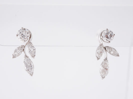Floral Style Earrings w/ Marquis & Round Brilliant Cut Diamonds