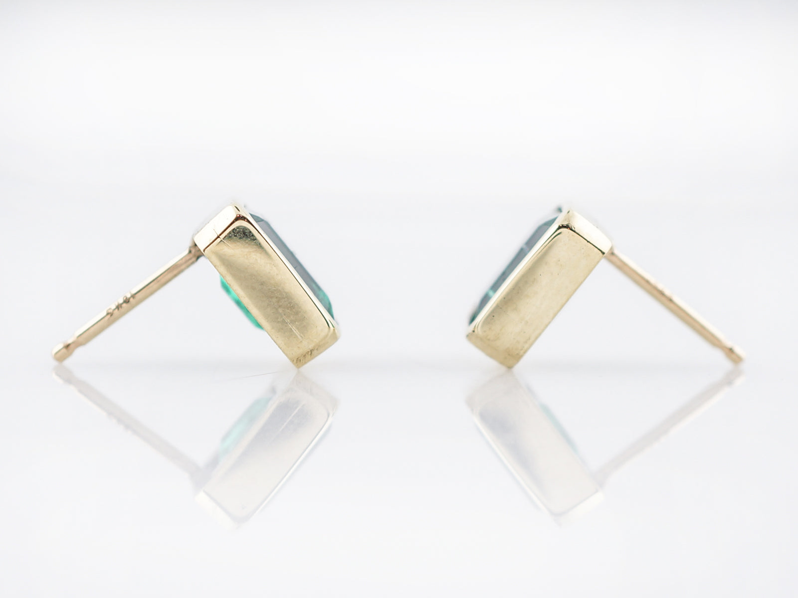 Modern Earrings 1.78 Emerald Cut Emeralds in 18k Yellow Gold