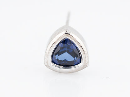 Modern Earrings 1.98 Trilliant Cut Sapphire in 14k White Gold