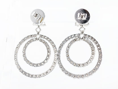 Modern Dangle Earrings 14.61 Rose & Round Brilliant Cut Diamonds in 18k White Gold